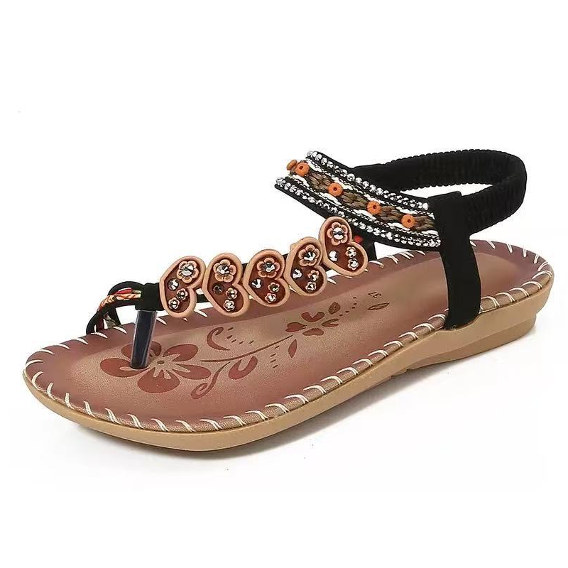 🔥Solange der Vorrat reicht 40 % Rabatt!🎉Flache Sandalen für Damen im Bohemian-Stil mit Perlenverzierung