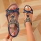 🔥Solange der Vorrat reicht 40 % Rabatt!🎉Flache Sandalen für Damen im Bohemian-Stil mit Perlenverzierung