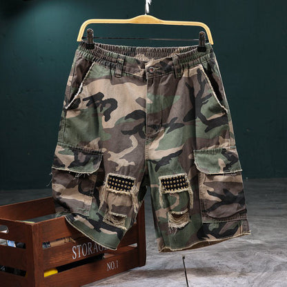 🔥Solange der Vorrat reicht 40 % Rabatt!🎉Men's Studded Camo Cargo ShortsCargoshorts für Herren mit Nieten und Camouflage-Muster