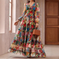 ⏳Nur für kurze Zeit: 50 % Rabatt⏰Romantisches Blumenkleid mit V-Ausschnitt und Laternenärmeln👗