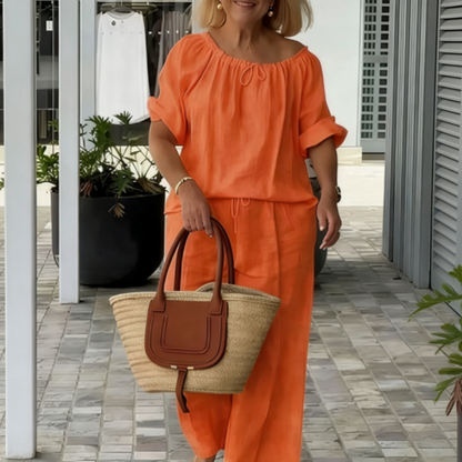 ✨🔥2-teiliges Set aus Oberteil und Hose mit Kordelzug für Damen💞