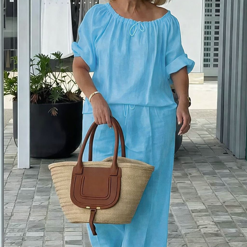 ✨🔥2-teiliges Set aus Oberteil und Hose mit Kordelzug für Damen💞