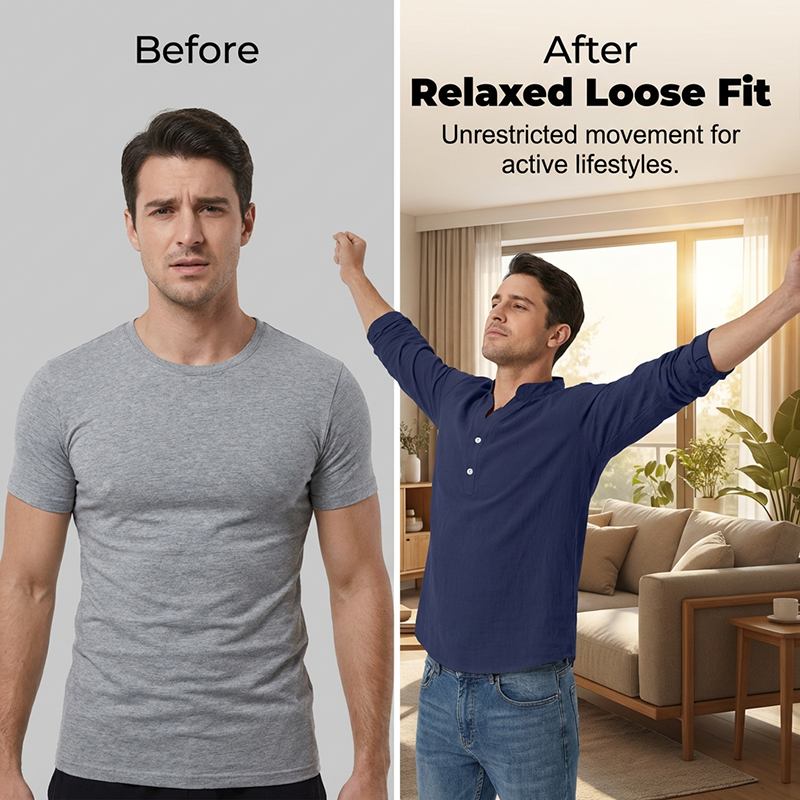 🔥Solange der Vorrat reicht 40 % Rabatt!🎉Lässiges Henley-T-Shirt für Herren