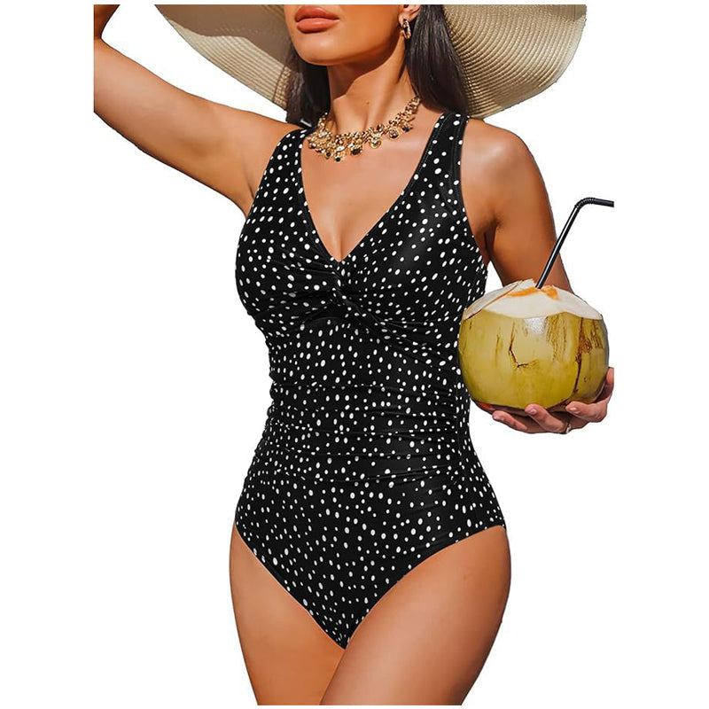 🩱✨ 50% Rabatt! Eleganter Einteiler-Badeanzug mit Bauchkontrolle – V-Ausschnitt & Raffung für eine schmeichelnde Silhouette