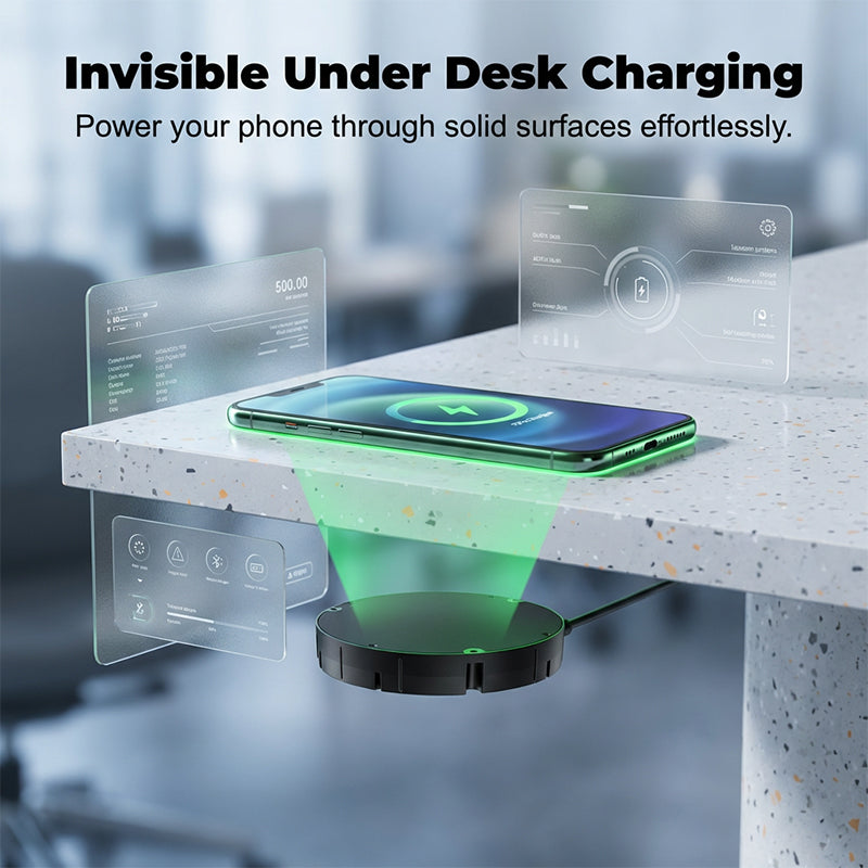 🔋📱 Praktisches kabelloses Ladegerät – unsichtbar unter dem Schreibtisch! 🚀