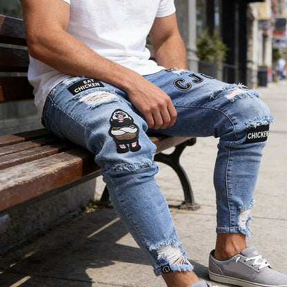 👖🔥 Herren Jeans in Schwarz – Slim Fit mit Destroyed-Effekt, Moderner Streetstyle
