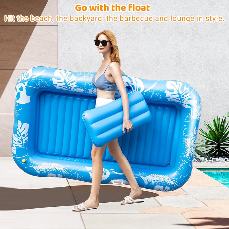 💦Aufblasbare Pool-Sonnenliege – mit automatischer Sprühkühlung. Abnehmbares Kissen, Getränkehalter und Sicherheitsgriffe. Geeignet für 2 Erwachsene (bis 159 kg). Ideal für Garten oder Strand! 🏖️🌞