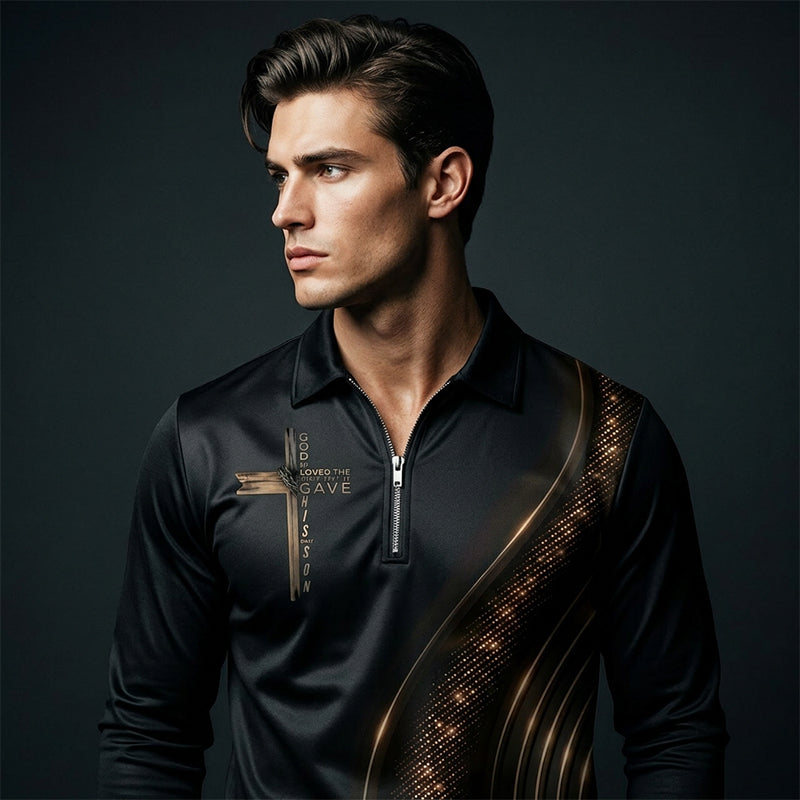 Herren-Casual-Retro-Langarm-Zip-Poloshirt📦Kostenloser Versand🔥