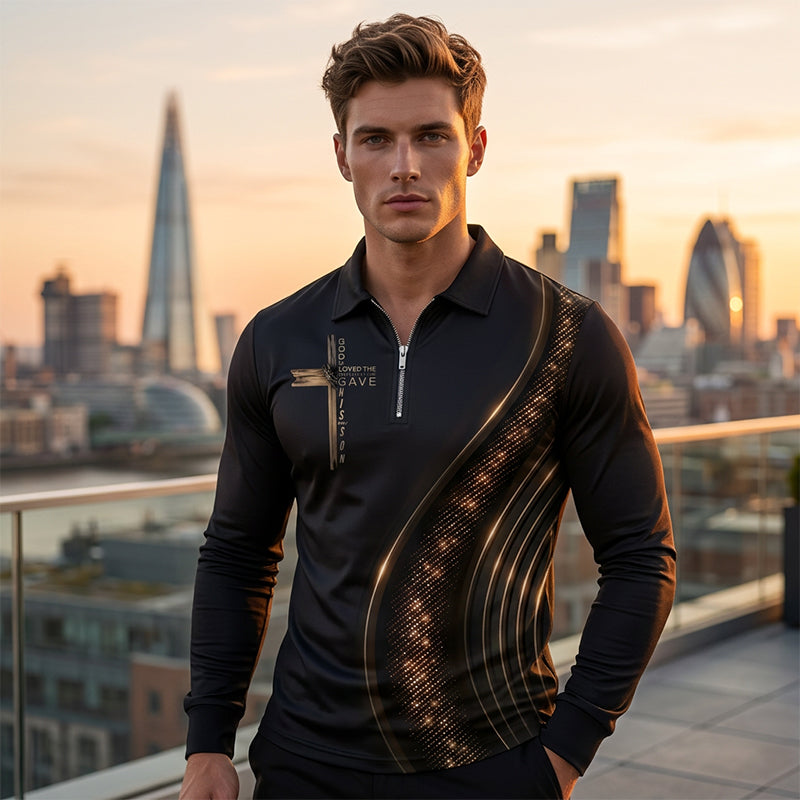 Herren-Casual-Retro-Langarm-Zip-Poloshirt📦Kostenloser Versand🔥
