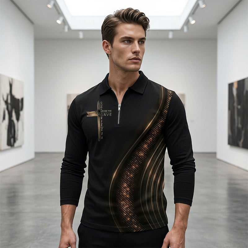 Herren-Casual-Retro-Langarm-Zip-Poloshirt📦Kostenloser Versand🔥