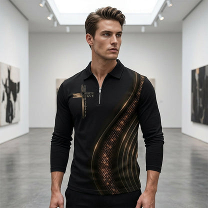 Herren-Casual-Retro-Langarm-Zip-Poloshirt📦Kostenloser Versand🔥