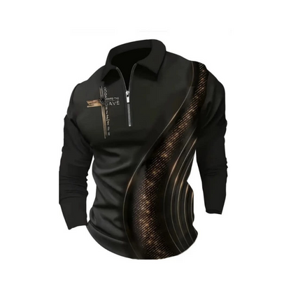 Herren-Casual-Retro-Langarm-Zip-Poloshirt📦Kostenloser Versand🔥