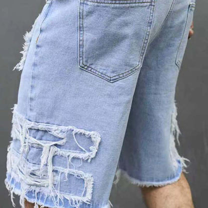 Herren-Ripped-Denim-Shorts mit Fransen-Details📦Kostenloser Versand🔥