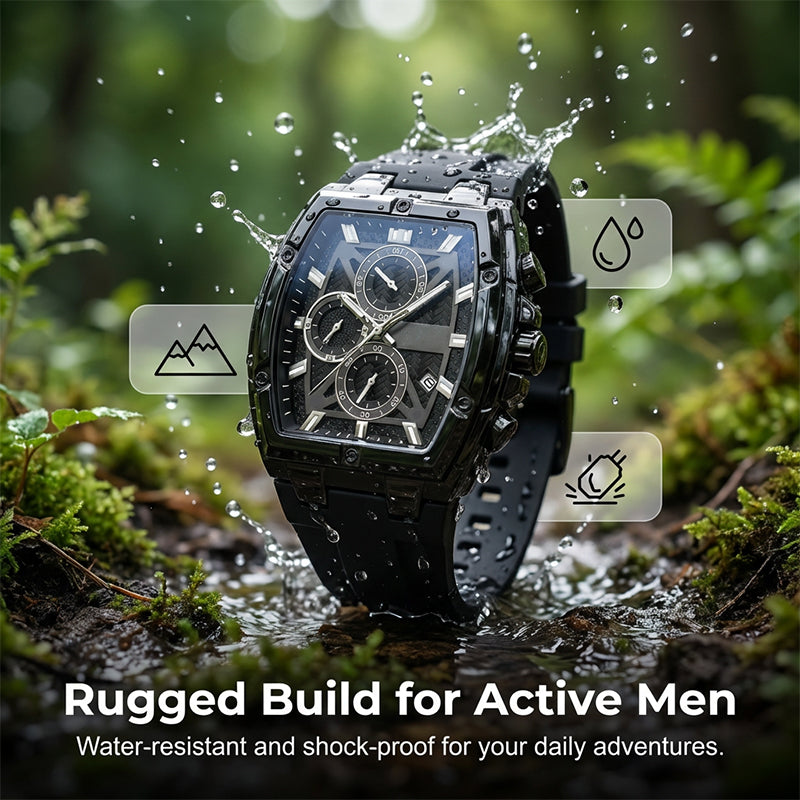 ⌚ 50% RABATT! 🔥 Moderne Fassförmige Gehäuseuhr für Männer – Elegantes Design, Präzises Quarzwerk & Zeitloser Stil ✨