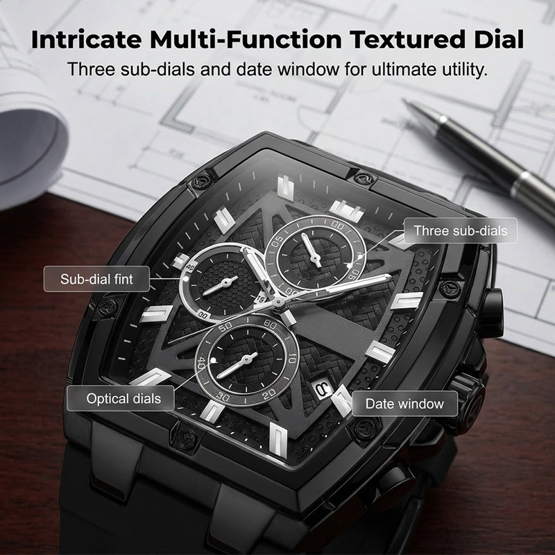 ⌚ 50% RABATT! 🔥 Moderne Fassförmige Gehäuseuhr für Männer – Elegantes Design, Präzises Quarzwerk & Zeitloser Stil ✨