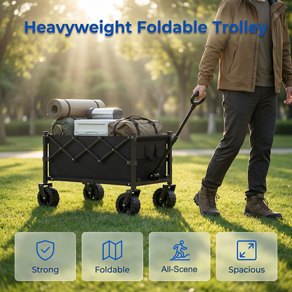 ⌛ Nur noch 3 Tage – 50 % auf alles! ⏰Faltbarer Bollerwagen – Großes Volumen, Outdoor Camping Handwagen, Leicht & Tragbar
