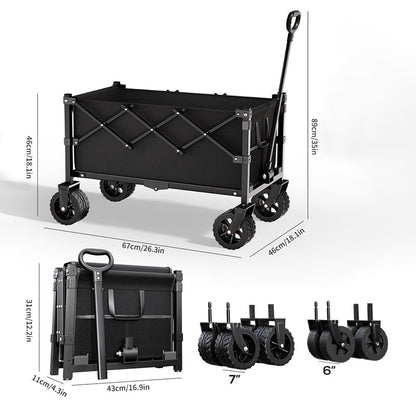 ⌛ Nur noch 3 Tage – 50 % auf alles! ⏰Faltbarer Bollerwagen – Großes Volumen, Outdoor Camping Handwagen, Leicht & Tragbar