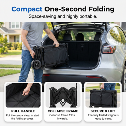 ⌛ Nur noch 3 Tage – 50 % auf alles! ⏰Faltbarer Bollerwagen – Großes Volumen, Outdoor Camping Handwagen, Leicht & Tragbar
