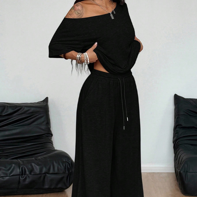 🔥Solange der Vorrat reicht 40 % Rabatt!💃 2-teiliges Set – Schulterfreies Oberteil und Hose für Damen 🌟