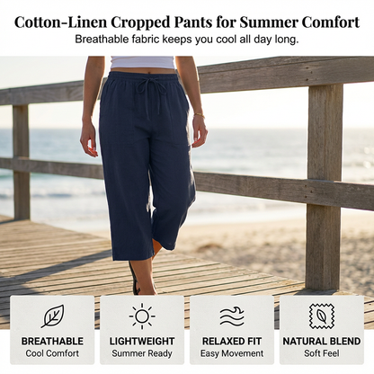 🔥Solange der Vorrat reicht 40 % Rabatt!🎉Baumwoll-Leinen-7/8-Hose für Damen – luftig & vielseitig👖☀️