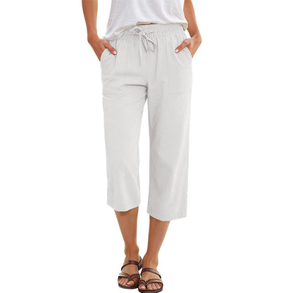 🔥Solange der Vorrat reicht 40 % Rabatt!🎉Baumwoll-Leinen-7/8-Hose für Damen – luftig & vielseitig👖☀️