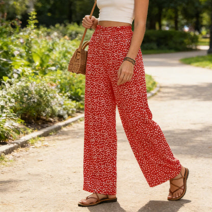 Damen-Hose mit gerafftem Hohem Bund & Weitem Bein – Leicht, vielseitig & eleganter Oversize-Style 🌿