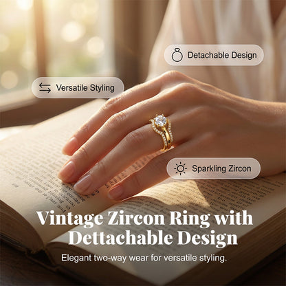 📢📢50 % Rabatt!! ⏰Vintage Zirkonia Ring – Verstellbarer Offener Ring für Damen, Elegant & Leicht Luxus für Zeige- oder Mittelfinger