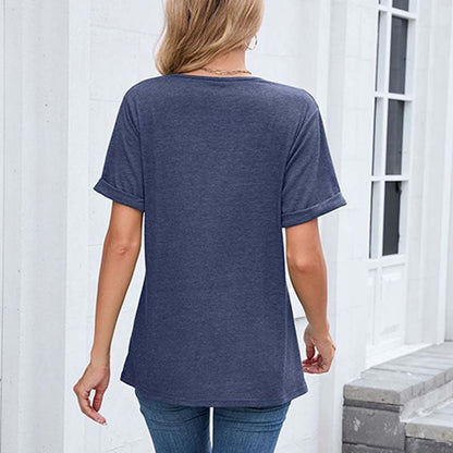 🔥Solange der Vorrat reicht 40 % Rabatt!🎉Damen V-Ausschnitt Kurzarm Freizeit-T-Shirt