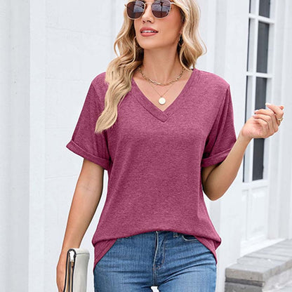 🔥Solange der Vorrat reicht 40 % Rabatt!🎉Damen V-Ausschnitt Kurzarm Freizeit-T-Shirt