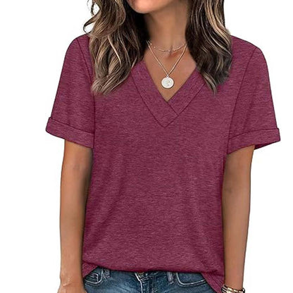🔥Solange der Vorrat reicht 40 % Rabatt!🎉Damen V-Ausschnitt Kurzarm Freizeit-T-Shirt