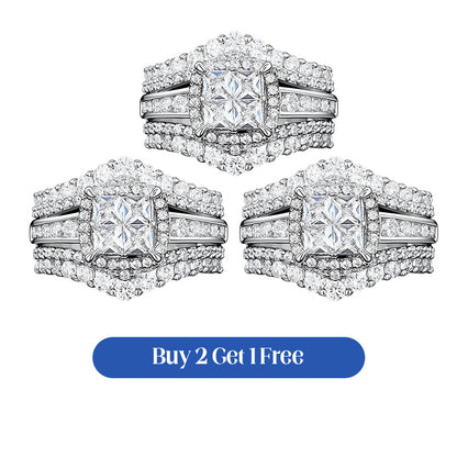 💍 50% RABATT! 💥 Damen Prinzessschliff Zirkonia Ring – Pavé-Fassung & mehrlagiges Band – Funkelndes Design, perfekt für Verlobung oder besondere Anlässe – zeitlose Eleganz ✨