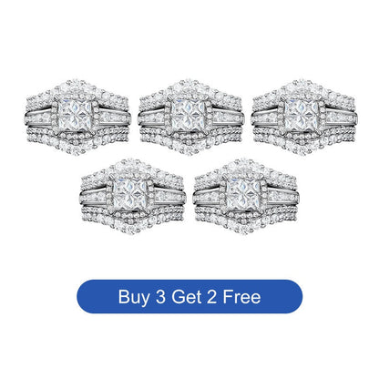 💍 50% RABATT! 💥 Damen Prinzessschliff Zirkonia Ring – Pavé-Fassung & mehrlagiges Band – Funkelndes Design, perfekt für Verlobung oder besondere Anlässe – zeitlose Eleganz ✨