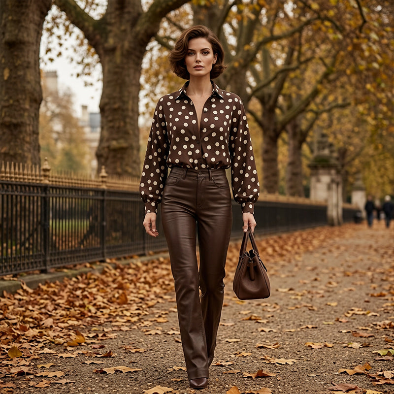 👚 50% RABATT! 🔥 Damen-Hemd mit Knöpfen & Polka-Dots – Klassischer Look, Leichter Stoff & Perfekt Für Einen Stilvollen Alltag 🌸