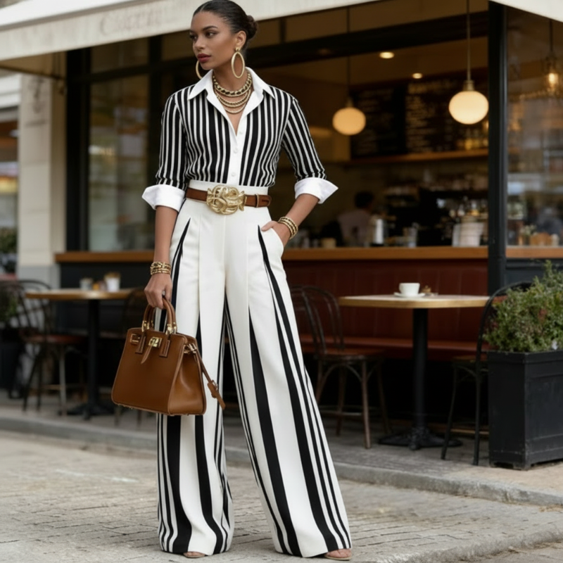 🔥Solange der Vorrat reicht 40 % Rabatt!🎉Gestreiftes Shirt & weite Hose im Set – bequem & stilvoll für den Alltag