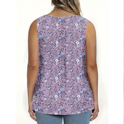 👚 50% RABATT! 🌸 Ärmelloses Top mit Print & Knöpfen für Damen – Leichter Stoff, Lässiger Look & Perfekt Für Warme Tage ☀️