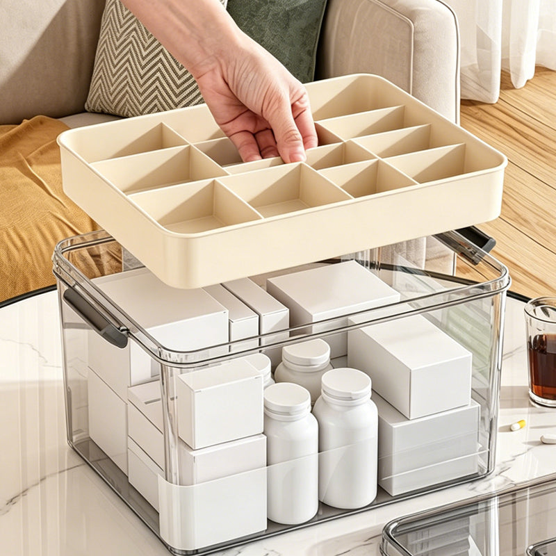 💊 50% RABATT! 🧺 Mehrschichtige Medikamenten-Aufbewahrungsbox mit Griff – Platzsparend, Leicht Zu Organisieren & Ideal Für Reise & Haushalt 🏠