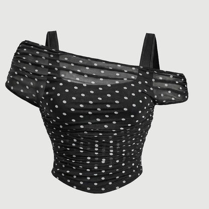 🔥Solange der Vorrat reicht 40 % Rabatt!🎉Asymmetrisches, gerafftes Mesh-Oberteil für Damen