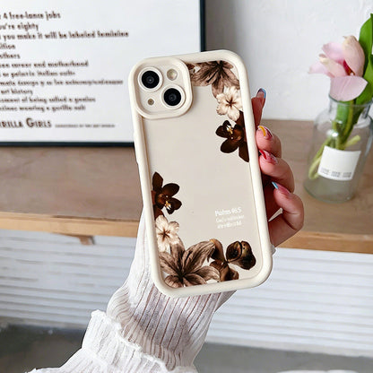 🔥Solange der Vorrat reicht 40 % Rabatt!🎉Silikon-Handyhülle im Vintage-Stil mit Orchideen- und Kreuzmotiv sowie Bibelvers