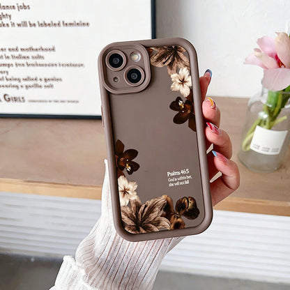 🔥Solange der Vorrat reicht 40 % Rabatt!🎉Silikon-Handyhülle im Vintage-Stil mit Orchideen- und Kreuzmotiv sowie Bibelvers