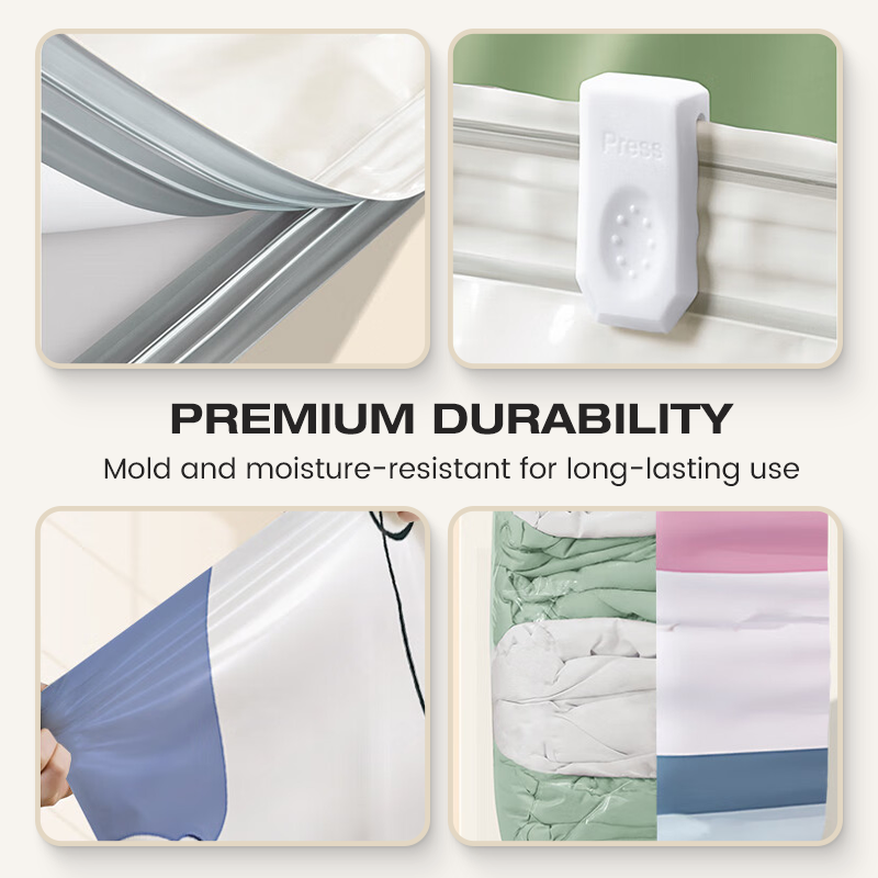 🧳 KAUFE 1, ERHALTE 1 GRATIS! 💨 Vakuum-Aufbewahrungsbeutel ohne Pumpe – Drücken & versiegeln – Spart 80 % Platz, hält Kleidung trocken & staubfrei – ideal für Bettwäsche, Winterkleidung oder Reisen 🛏️✨