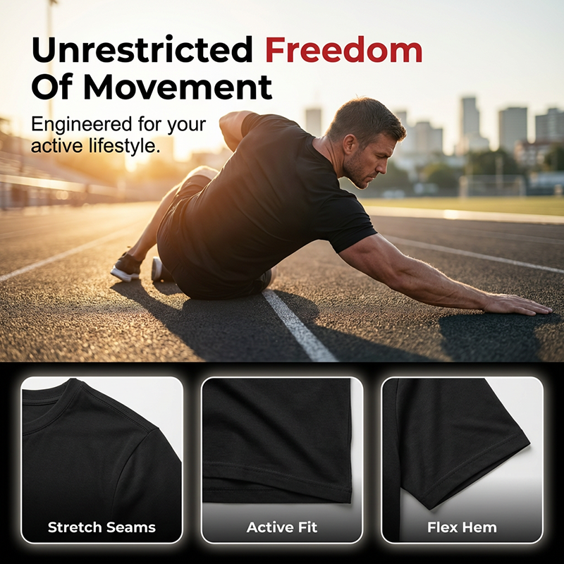 👕🏃 Herren Rundhals-T-Shirt Athletic Fit – Atmungsaktive Baumwolle, Bewegungsfreiheit & Feuchtigkeitsableitung Für Optimalen Komfort ✨