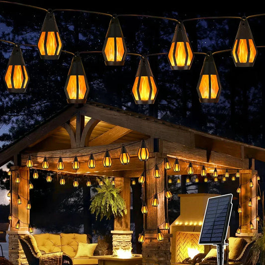 🌟 LIMITIERTE AKTION: 50% RABATT! 💡 IP65 Solar-LED-Lichterkette mit Flammen-Effekt – Wasserdicht, Mit Sensor, 360° Licht für Garten, Terrasse & Balkon 🔥