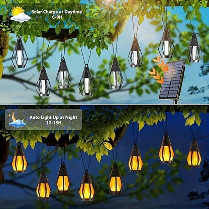 ✨💡Neue IP65 Solar-LED-Lichterkette, Flammenoptik, wasserdicht, für den Außenbereich, mit Sensor, für Gärten, Innenhöfe und Camping, 360°-Abstrahlwinkel🔥