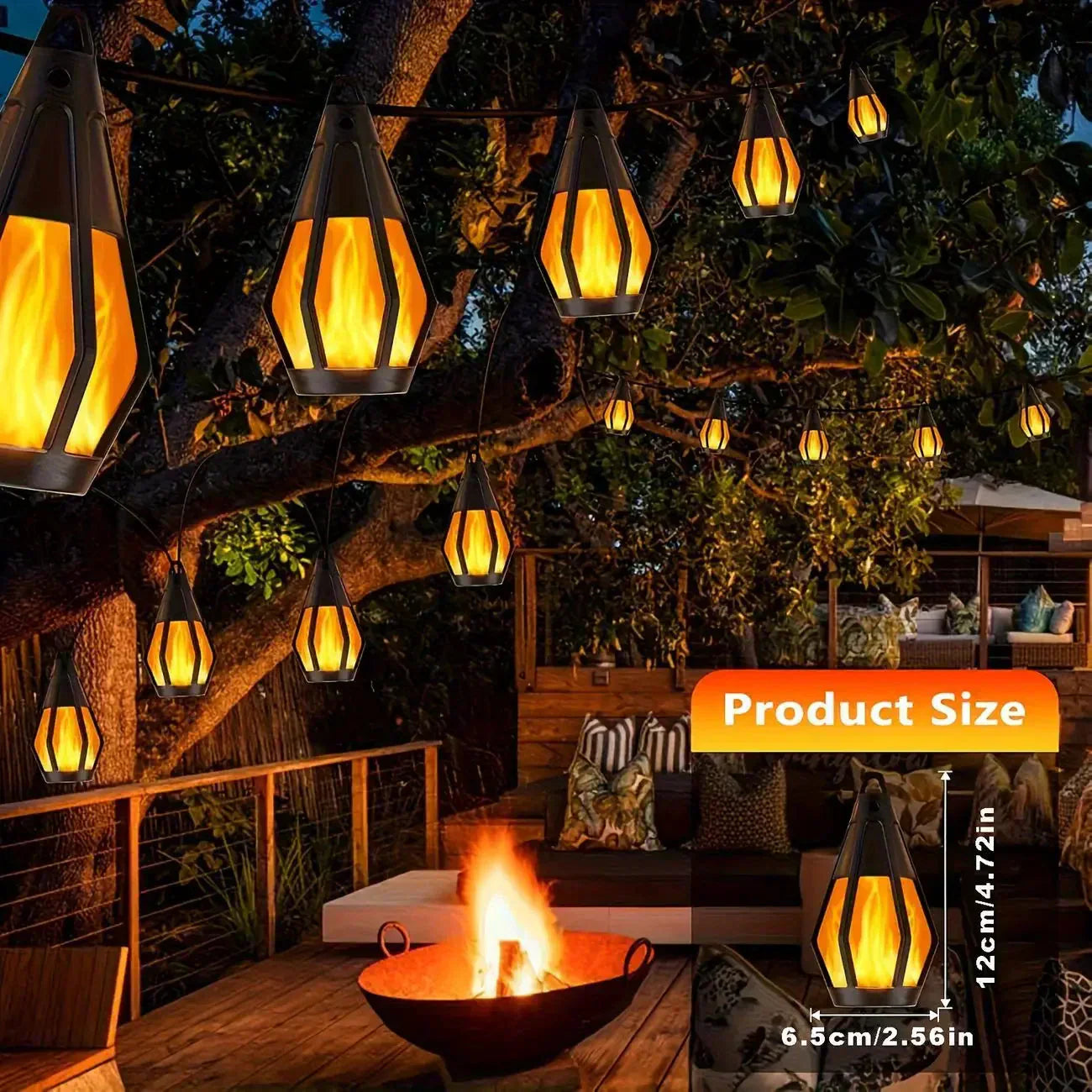 ✨💡Neue IP65 Solar-LED-Lichterkette, Flammenoptik, wasserdicht, für den Außenbereich, mit Sensor, für Gärten, Innenhöfe und Camping, 360°-Abstrahlwinkel🔥