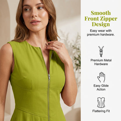 🔥Solange der Vorrat reicht 40 % Rabatt!🎉Ärmelloses Maxikleid in A-Linie mit Reißverschluss vorne
