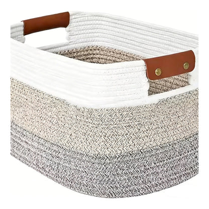 🧺 50% RABATT! 🧵 Geflochtener Baumwollseil-Aufbewahrungskorb mit Griffen – Weich, Stabil & Perfekt Für Spielzeug, Wäsche & Wohnaccessoires 🏠