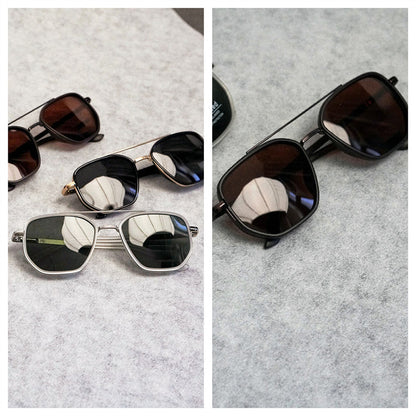 ☀️🕶️Geometric Frame Double Beam Polarized Sunglasses
