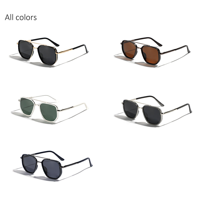 ☀️🕶️Geometric Frame Double Beam Polarized Sunglasses