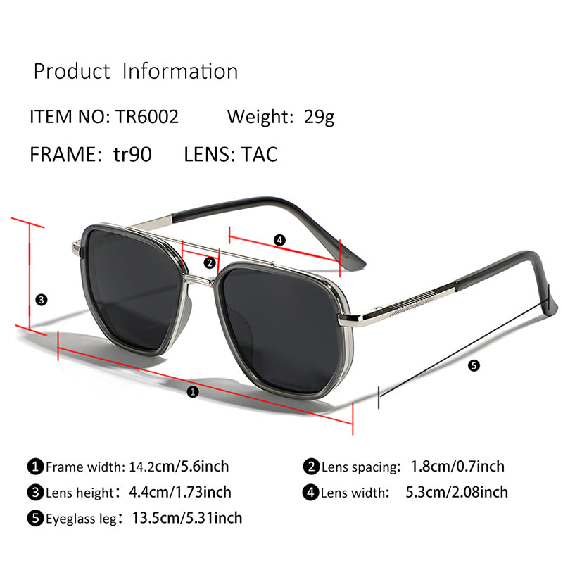 ☀️🕶️Geometric Frame Double Beam Polarized Sunglasses