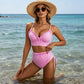 Gestreiftes Bikini-Set mit Rüschen & hohem Bund – feminin, bequem & sommerlich – ideal für Strand & Pool👙🌊